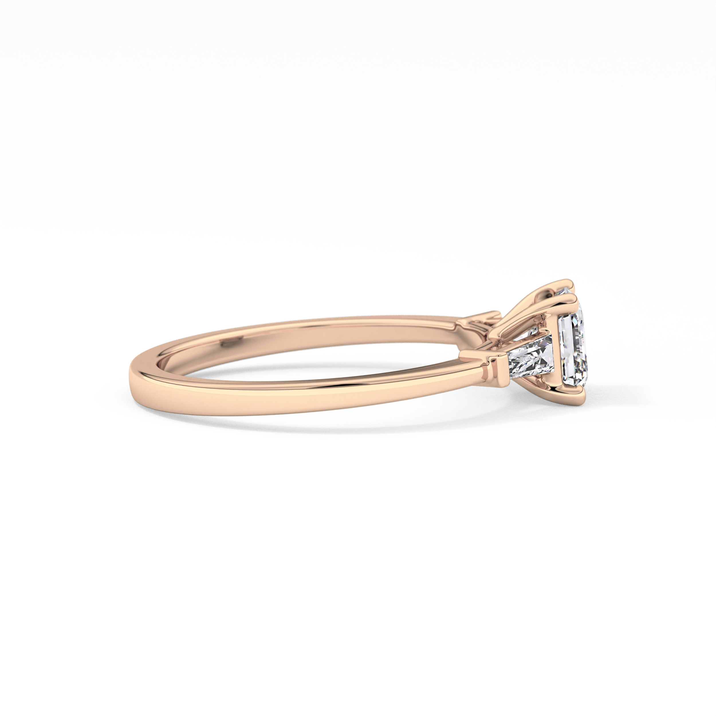 Asscher Three Stone Lab Grown Diamond Engagement Ring