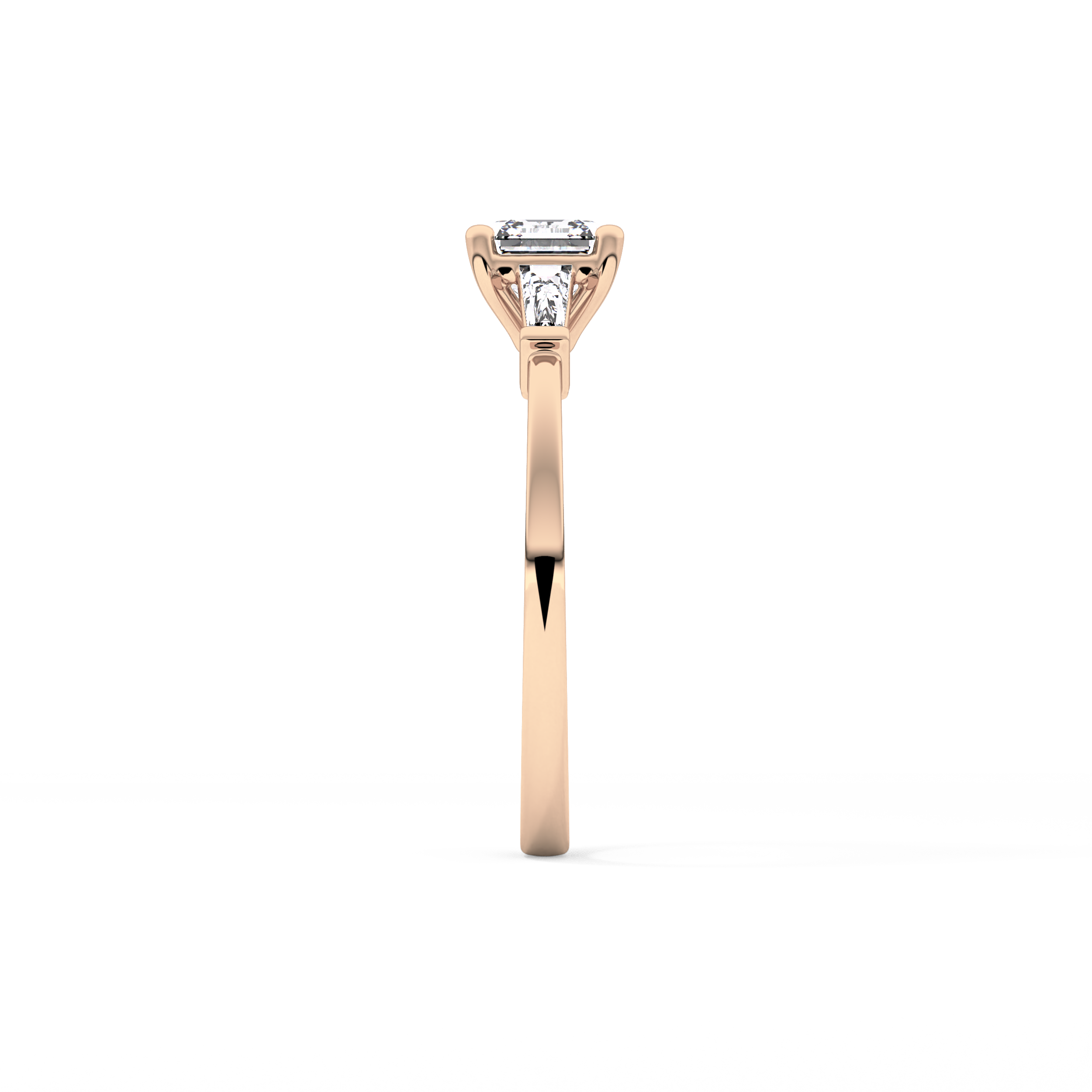 Asscher Three Stone Lab Grown Diamond Engagement Ring