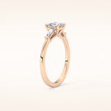 0.65 CT Emerald Shaped Three Stone Moissanite Engagement Ring