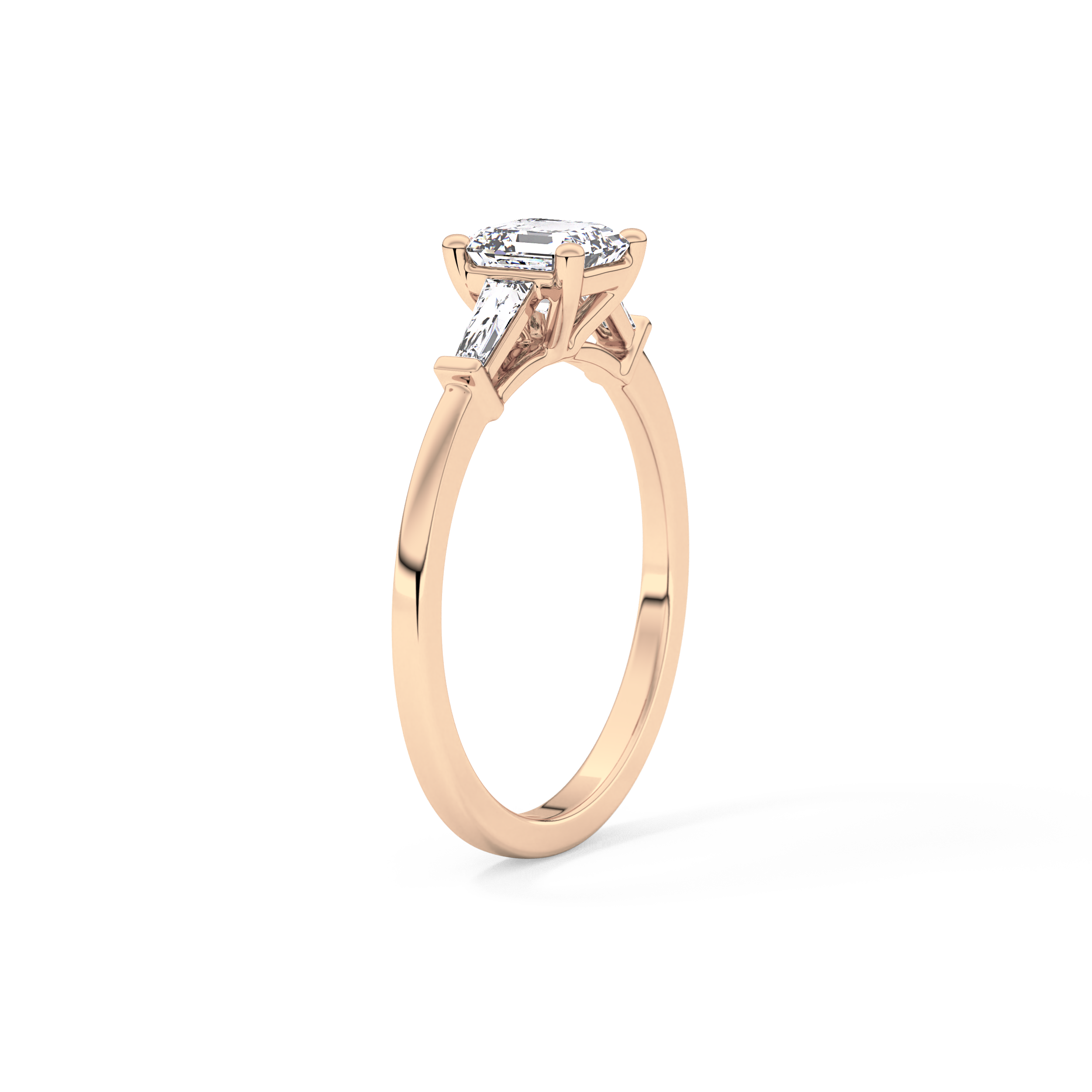 Asscher Three Stone Lab Grown Diamond Engagement Ring