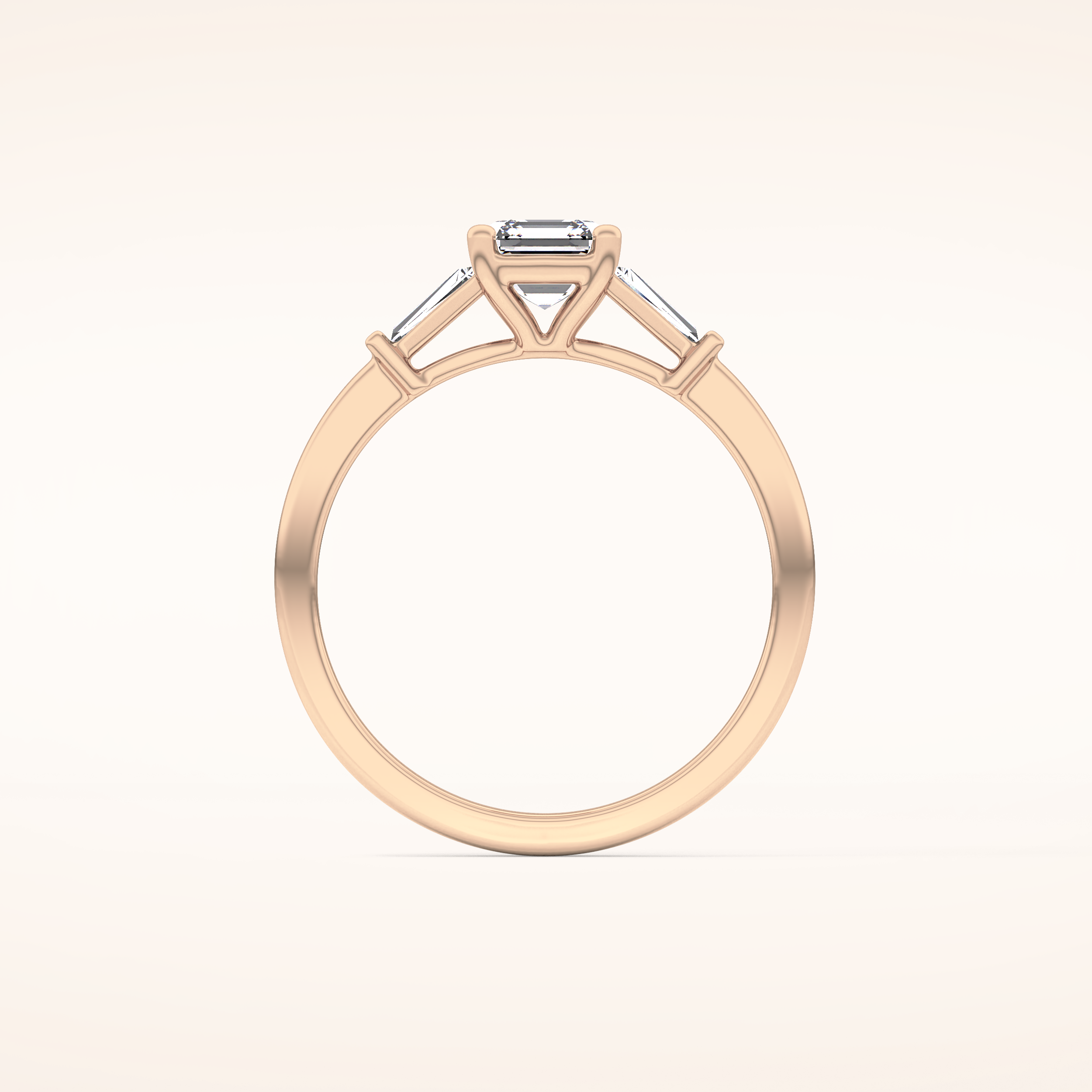 0.65 CT Emerald Shaped Three Stone Moissanite Engagement Ring