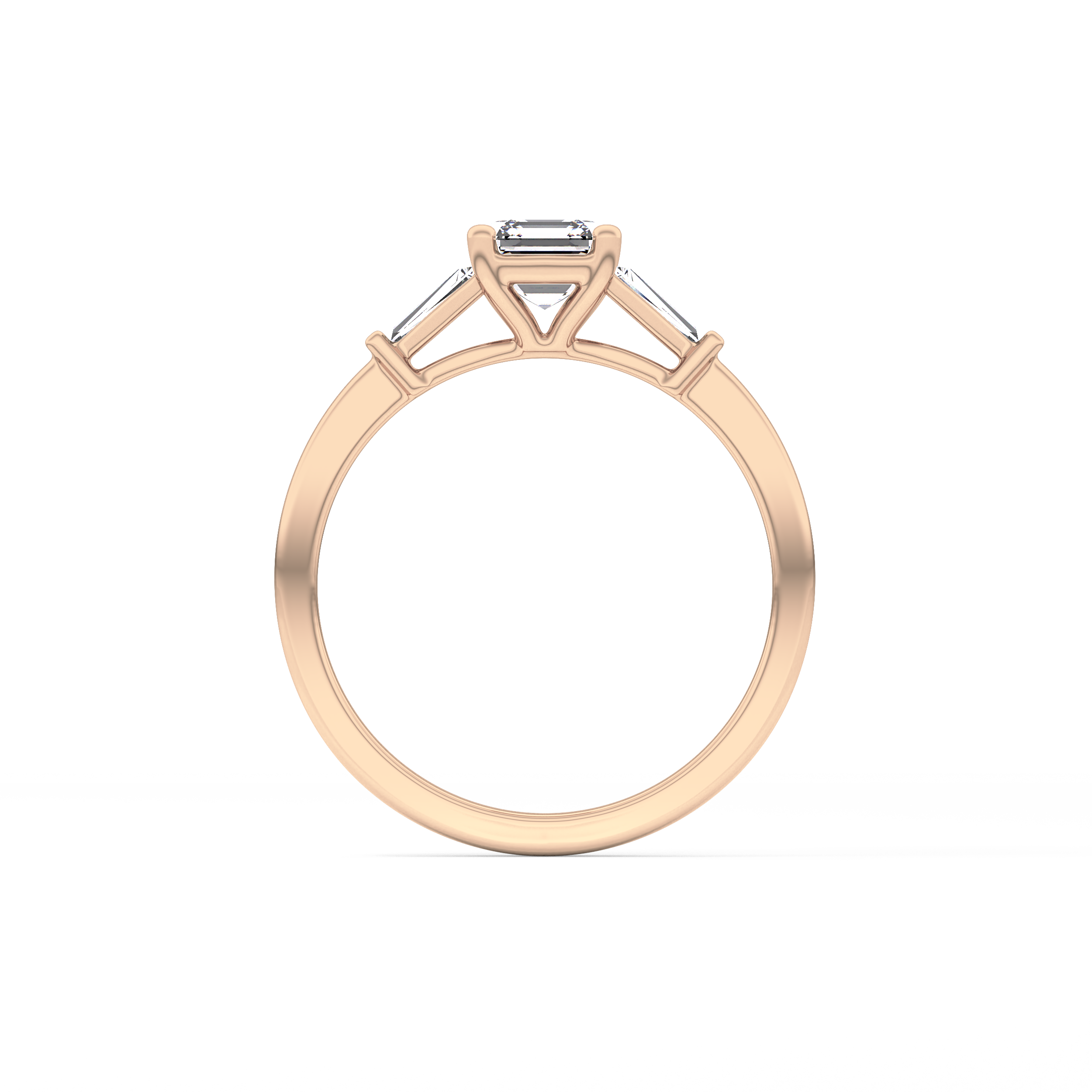 Asscher Three Stone Lab Grown Diamond Engagement Ring