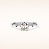0.65 CT Emerald Shaped Three Stone Moissanite Engagement Ring