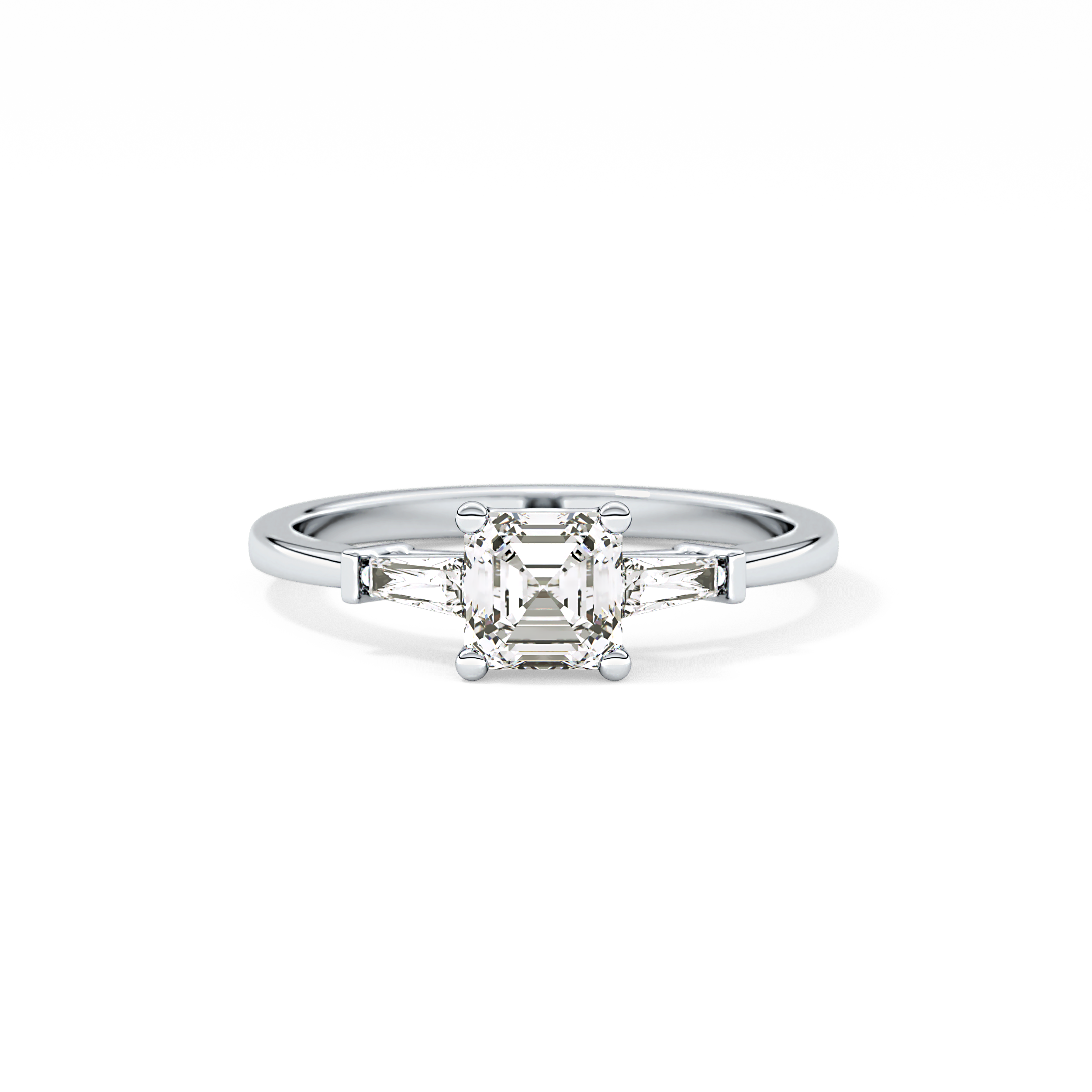 Asscher Three Stone Lab Grown Diamond Engagement Ring