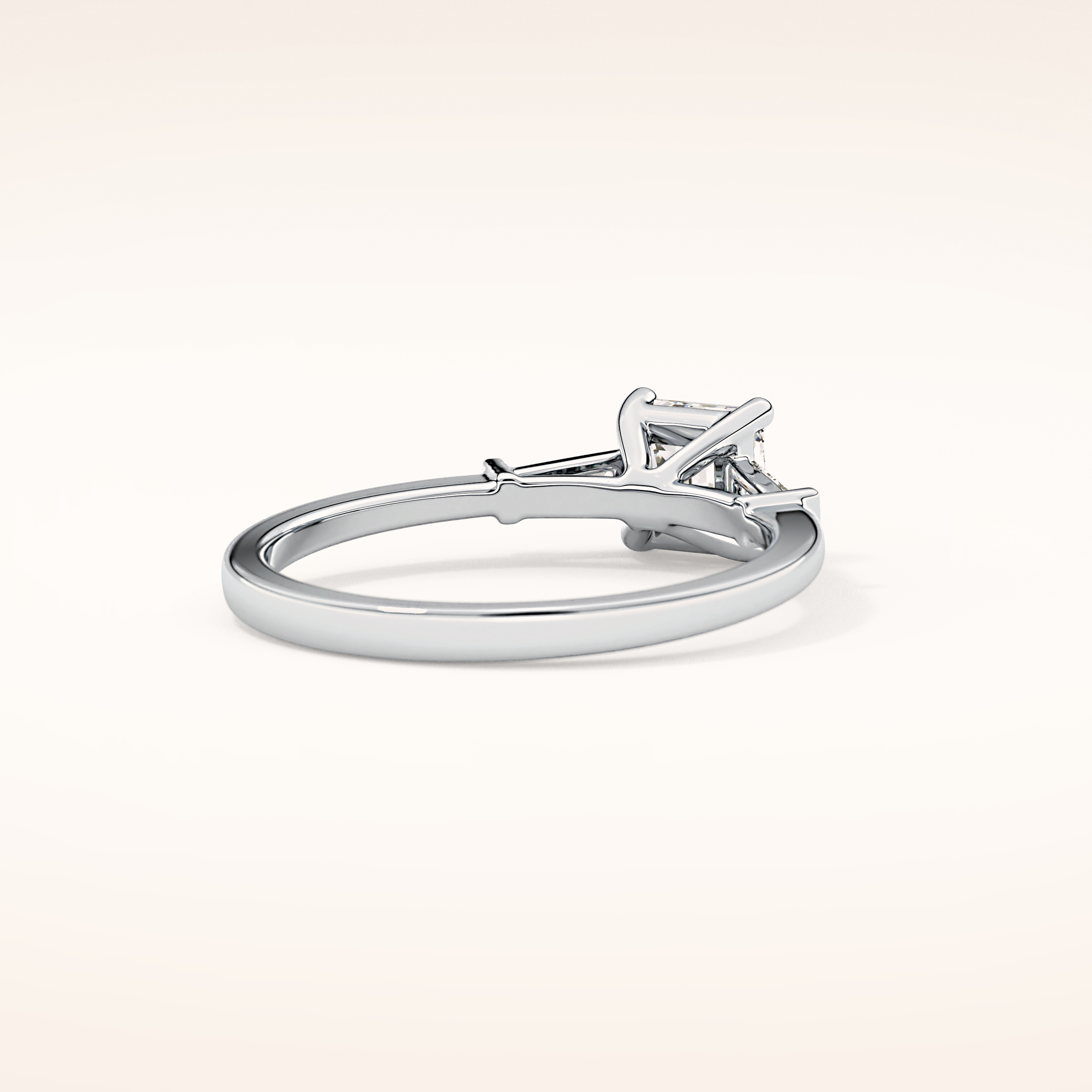 0.65 CT Emerald Shaped Three Stone Moissanite Engagement Ring