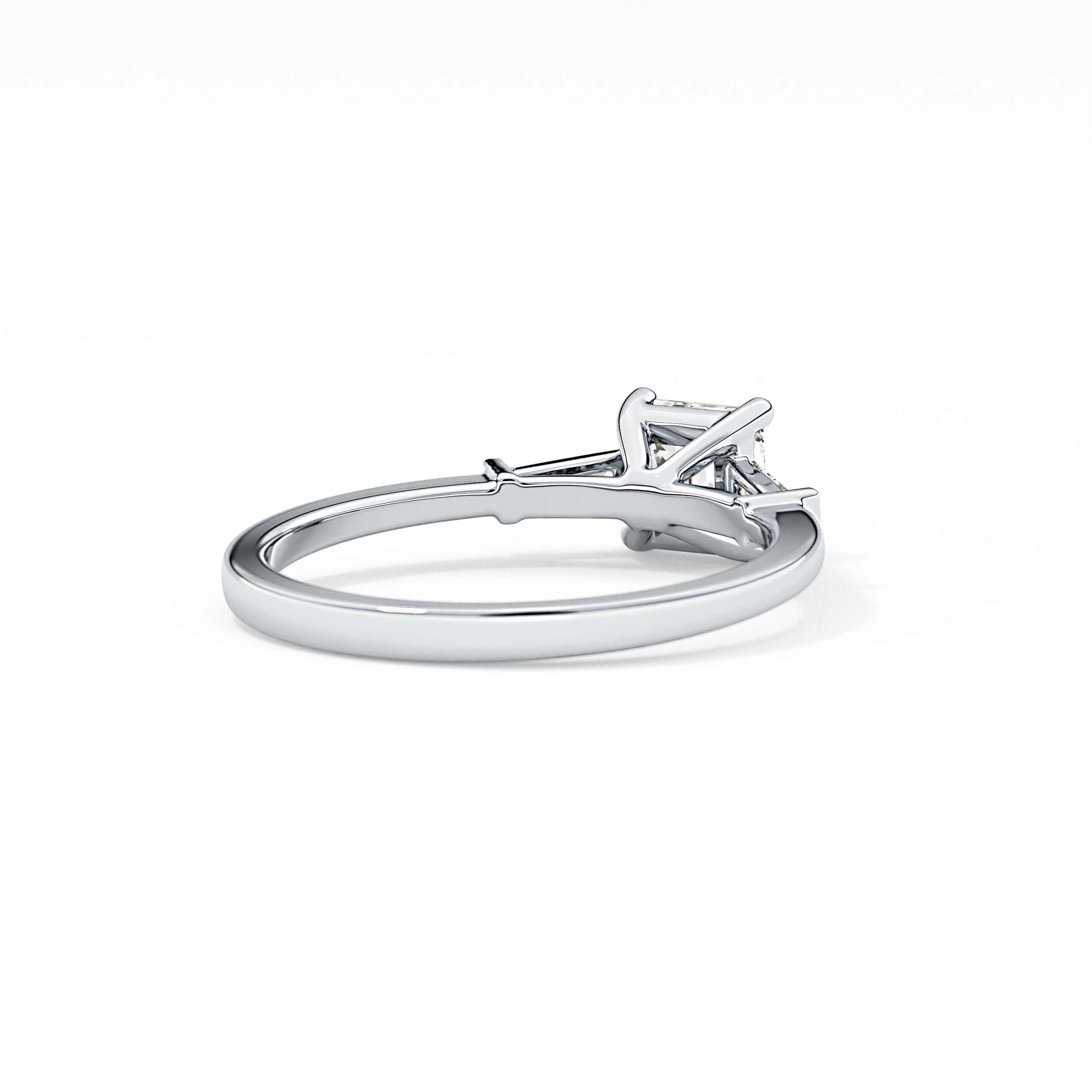Asscher Three Stone Lab Grown Diamond Engagement Ring