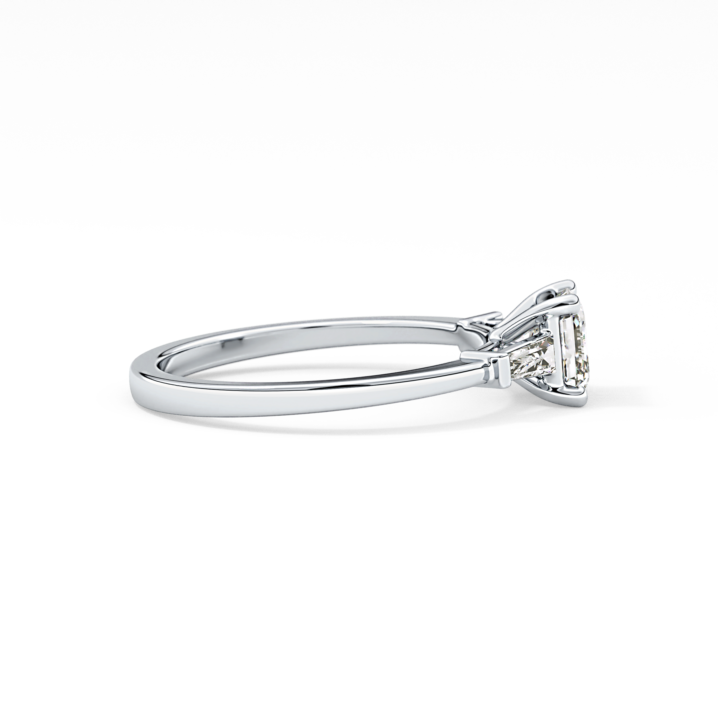 Asscher Three Stone Lab Grown Diamond Engagement Ring