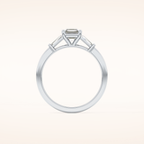 0.65 CT Emerald Shaped Three Stone Moissanite Engagement Ring