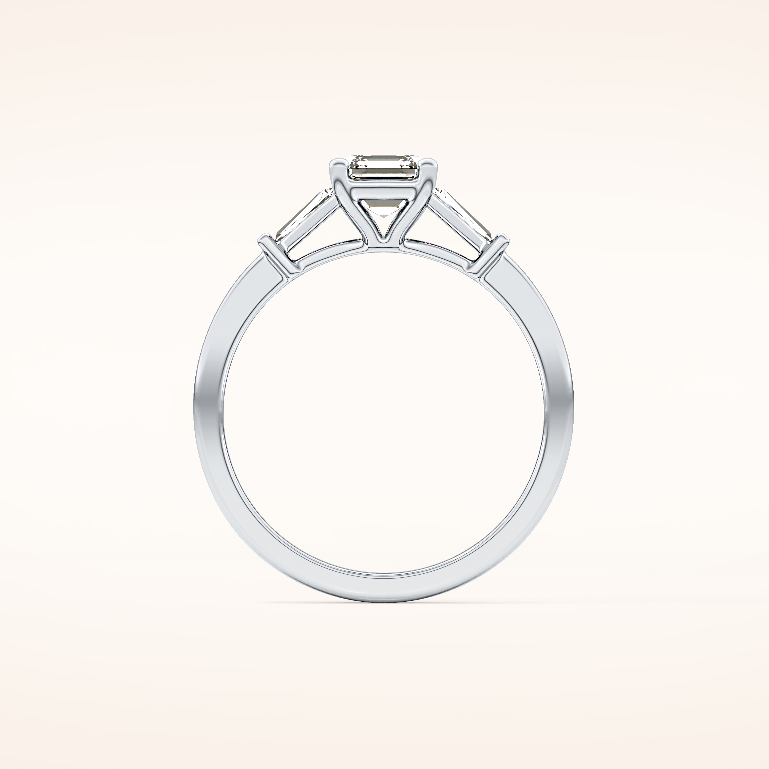 0.65 CT Emerald Shaped Three Stone Moissanite Engagement Ring