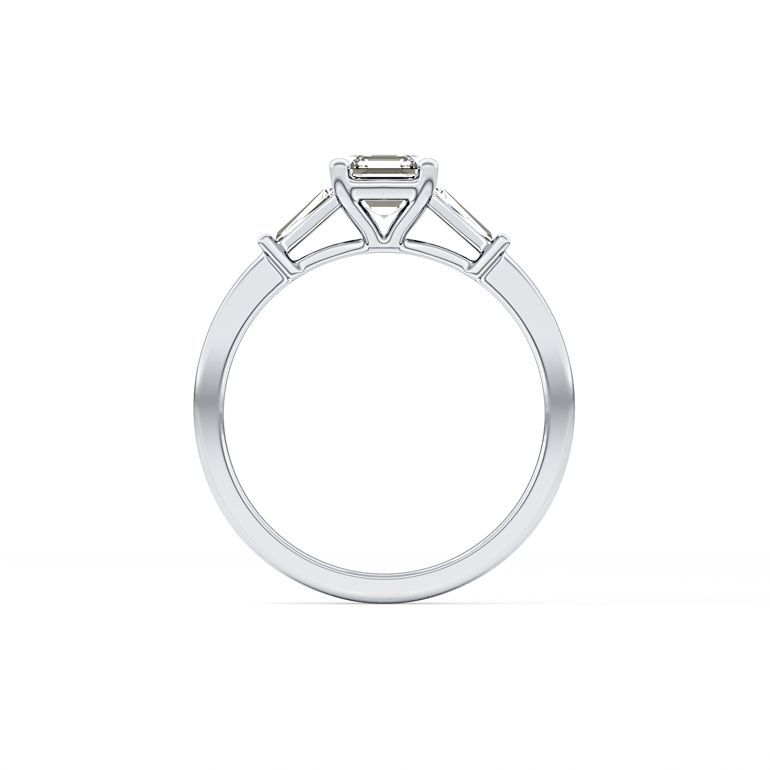Asscher Three Stone Lab Grown Diamond Engagement Ring