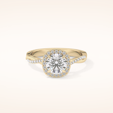 1.03 CT Round Shaped Halo & Pave Twisted Shank Moissanite Engagement Ring