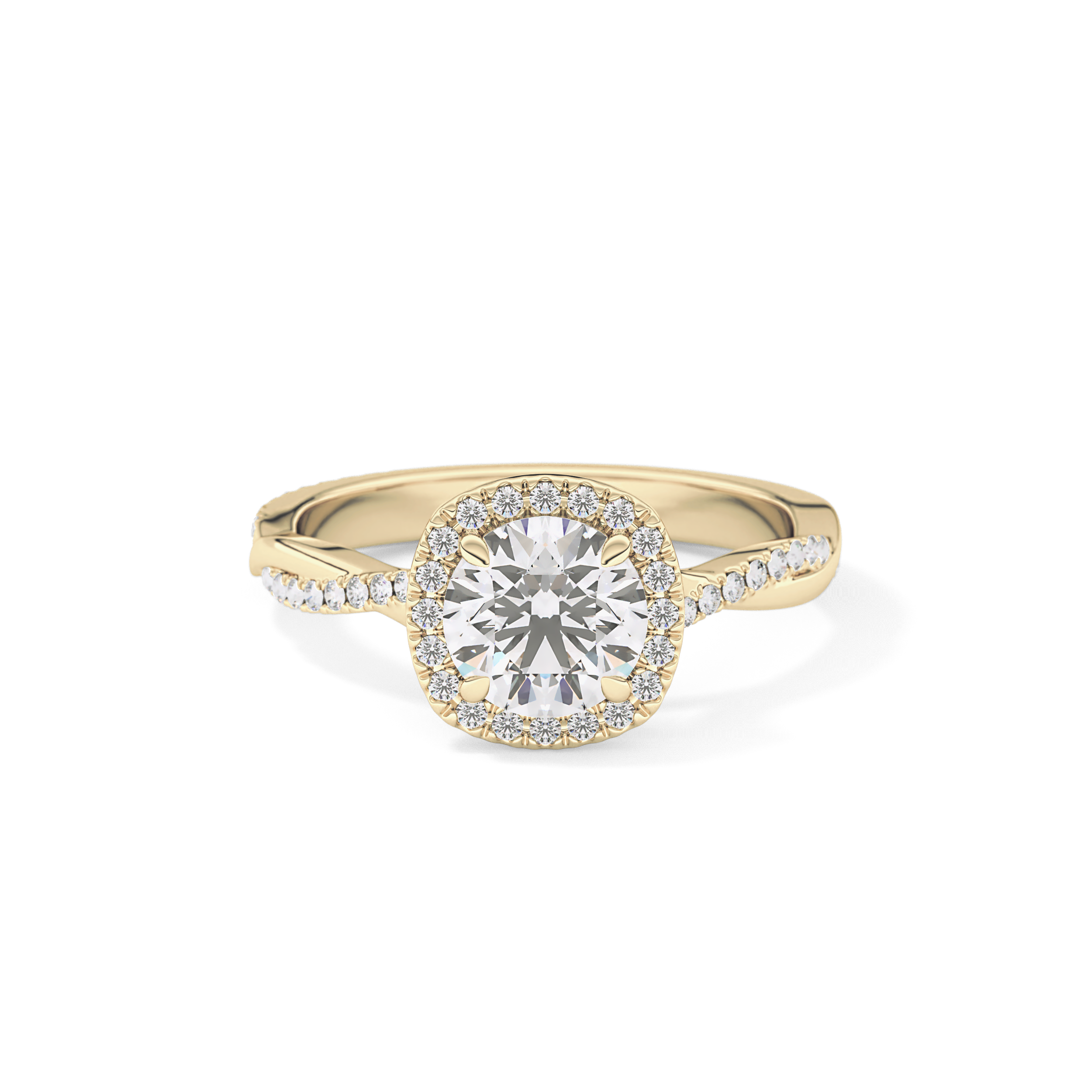 Round Halo & Pave Lab Grown Diamond Engagement Ring