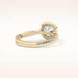 1.03 CT Round Shaped Halo & Pave Twisted Shank Moissanite Engagement Ring