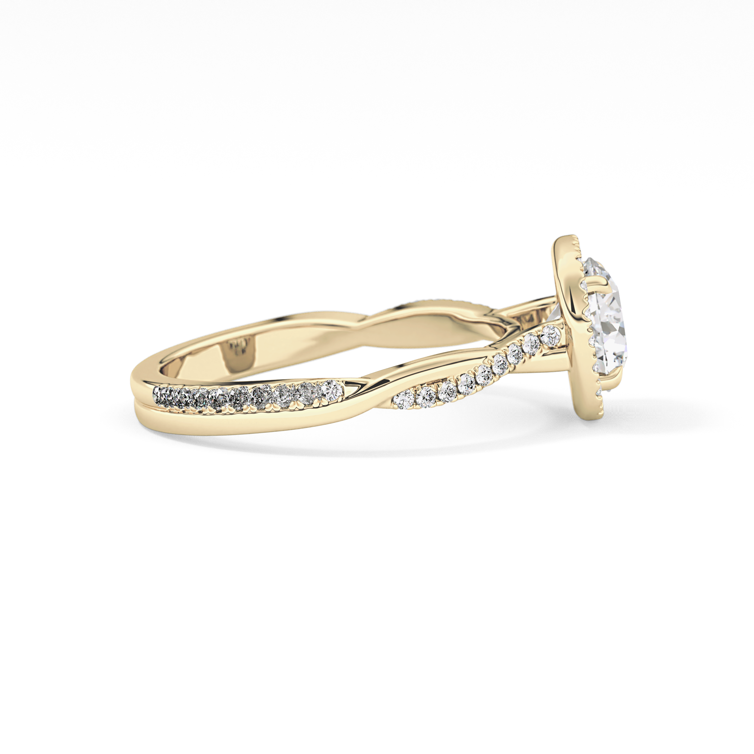 Round Halo & Pave Lab Grown Diamond Engagement Ring