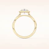 1.03 CT Round Shaped Halo & Pave Twisted Shank Moissanite Engagement Ring