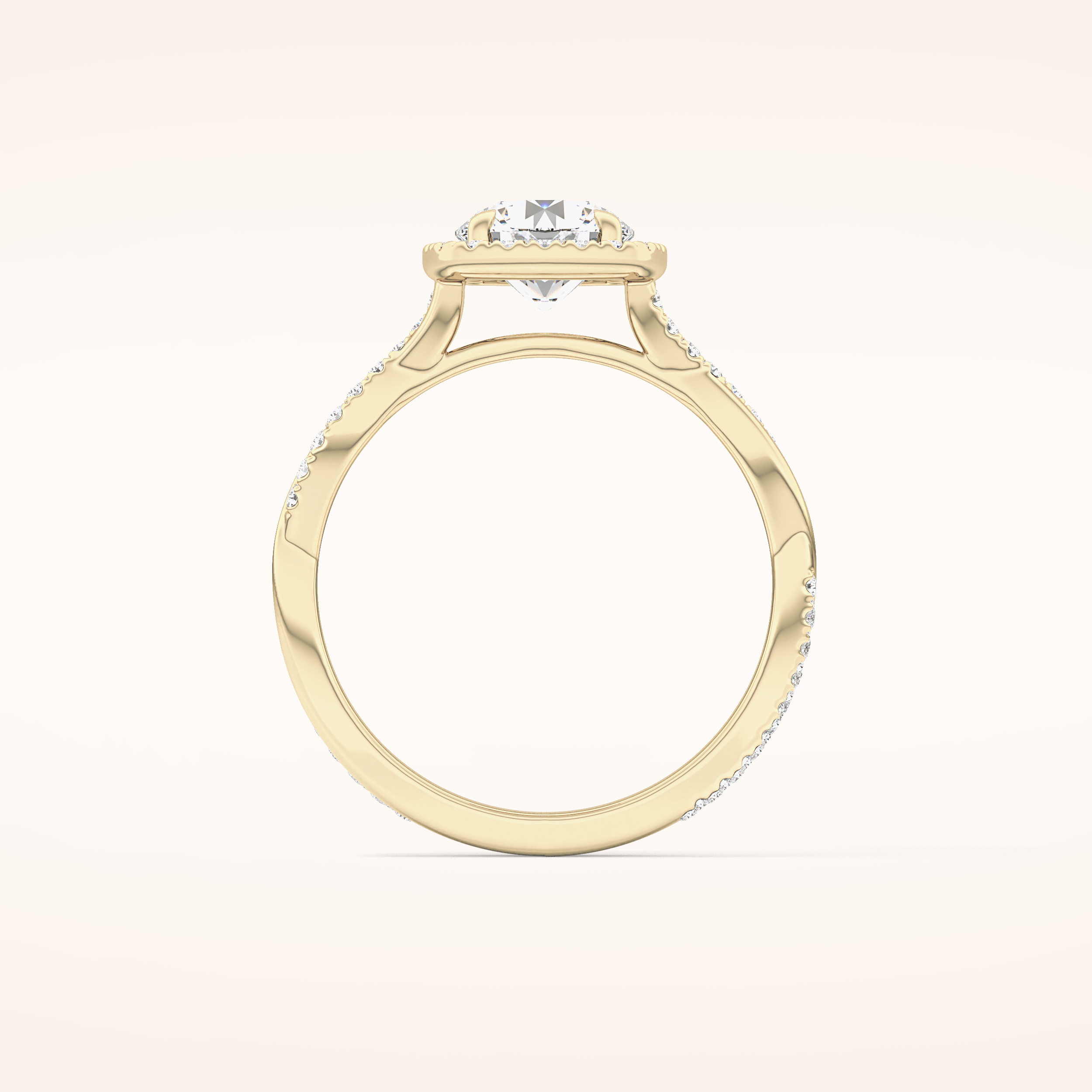 1.03 CT Round Shaped Halo & Pave Twisted Shank Moissanite Engagement Ring