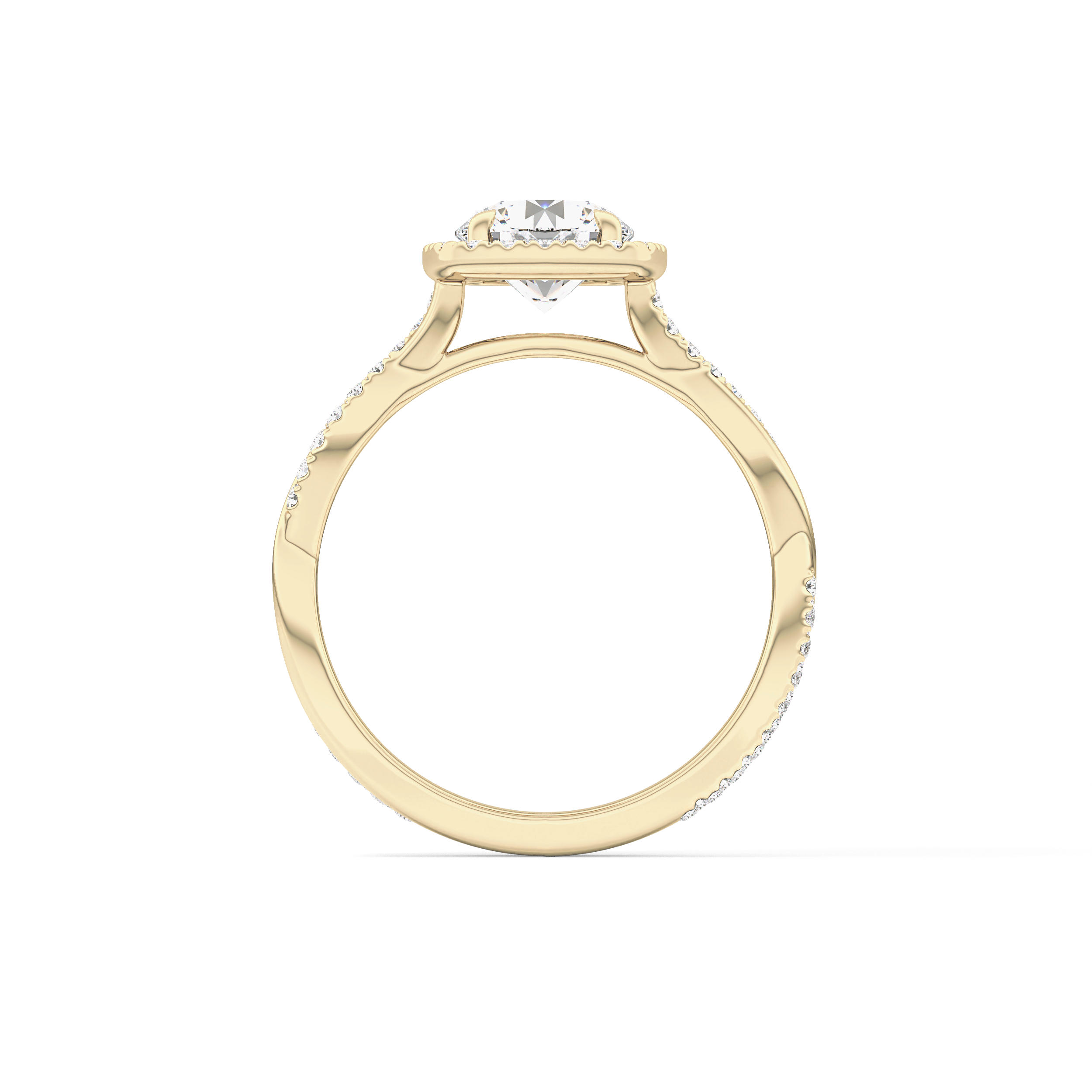 Round Halo & Pave Lab Grown Diamond Engagement Ring