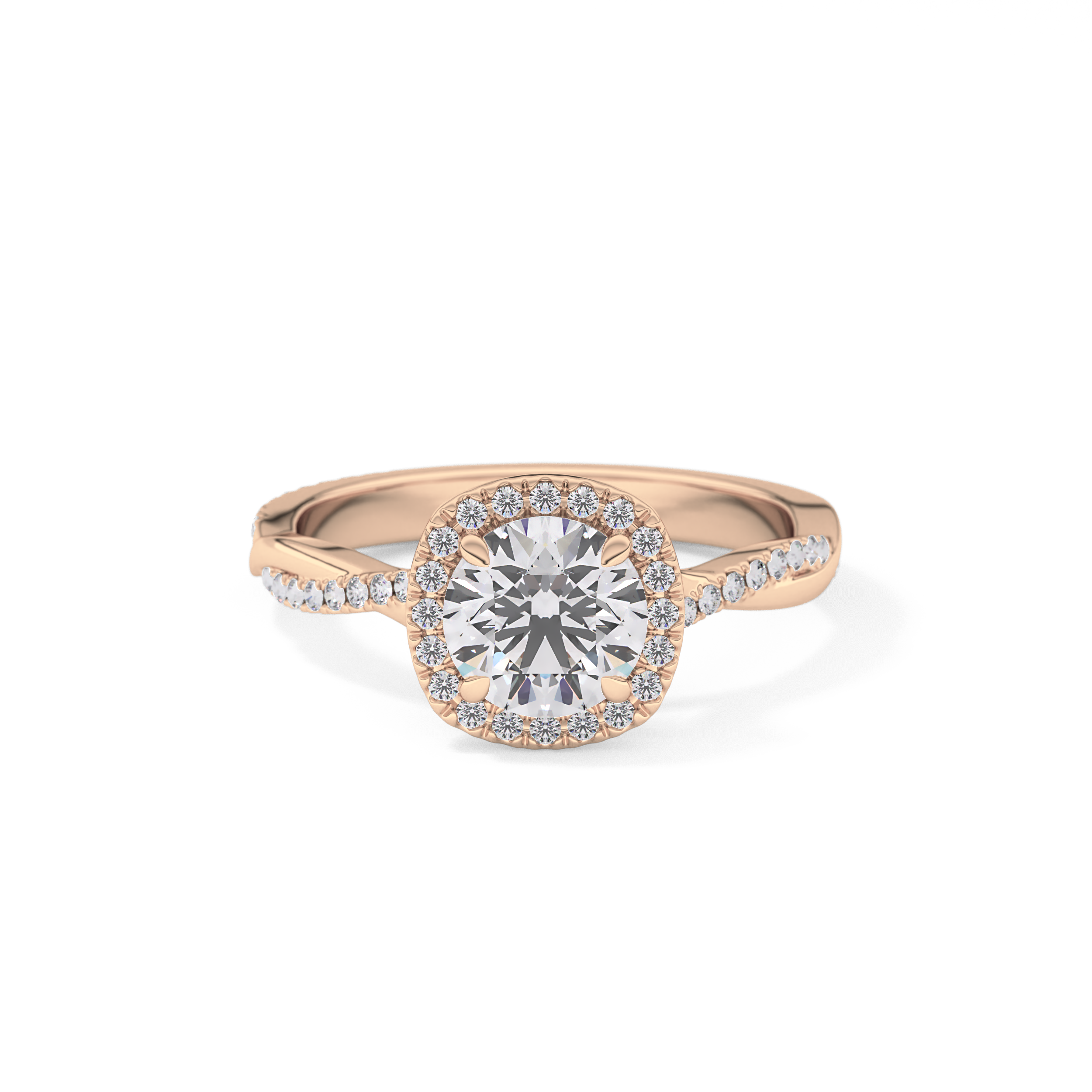 Round Halo & Pave Lab Grown Diamond Engagement Ring