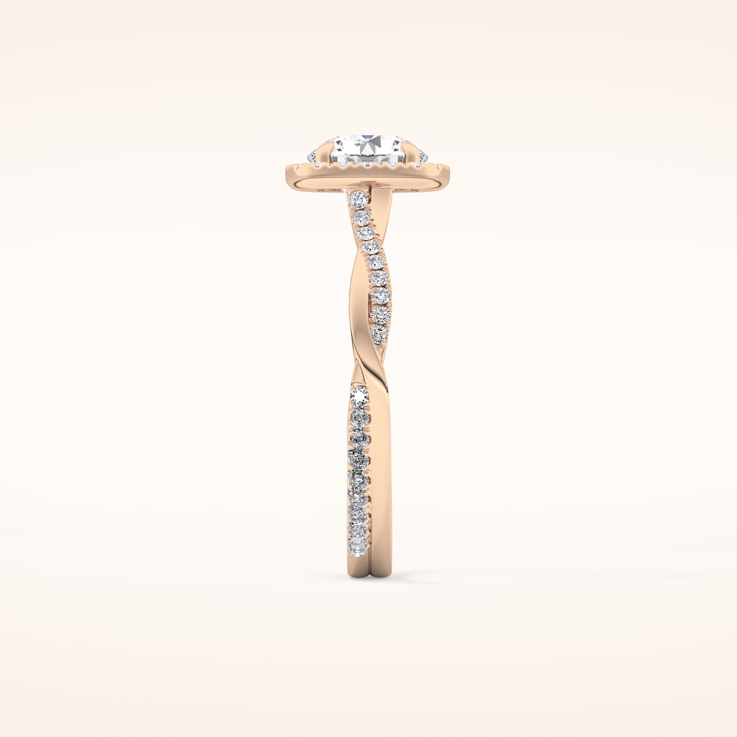 1.03 CT Round Shaped Halo & Pave Twisted Shank Moissanite Engagement Ring