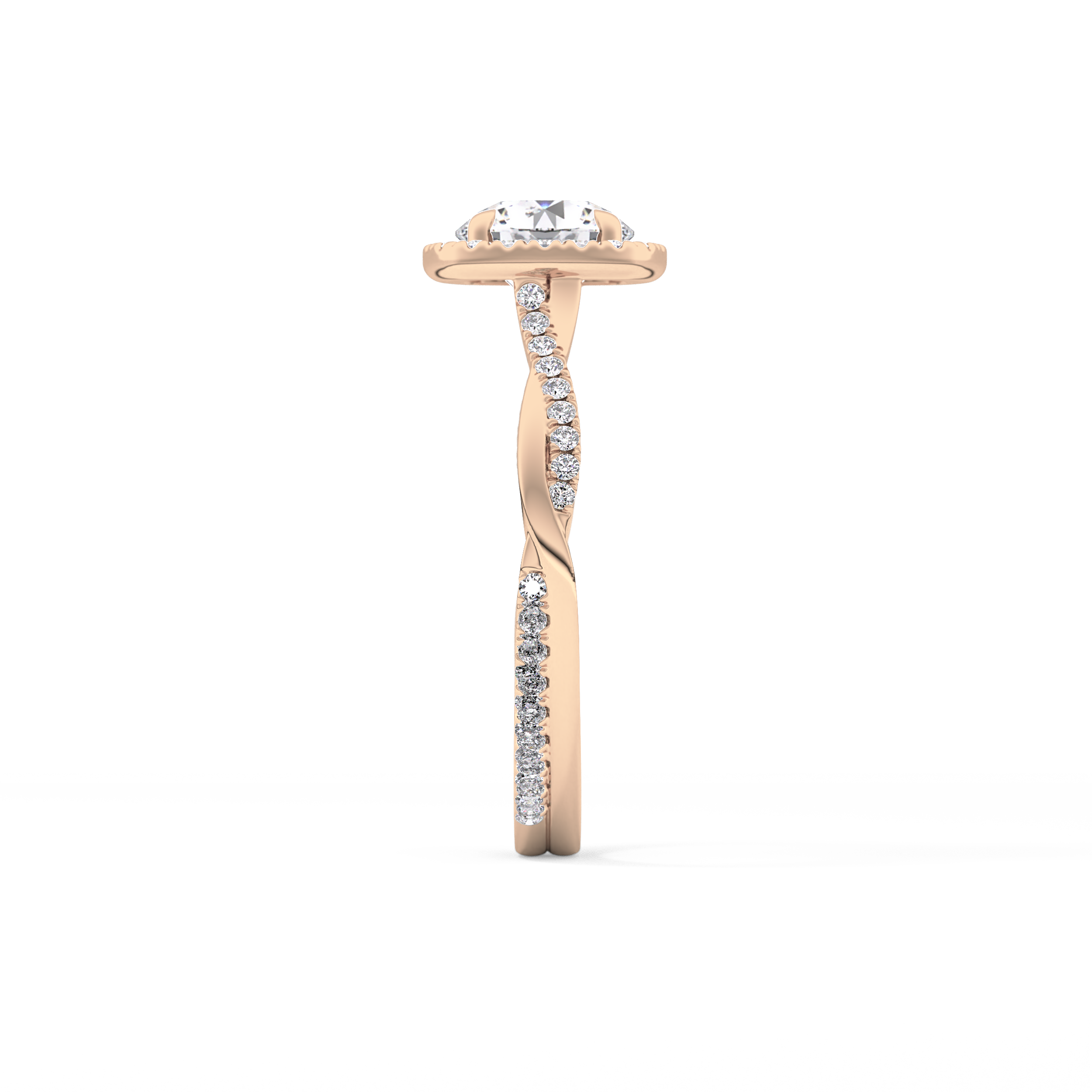 Round Halo & Pave Lab Grown Diamond Engagement Ring