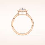 1.03 CT Round Shaped Halo & Pave Twisted Shank Moissanite Engagement Ring