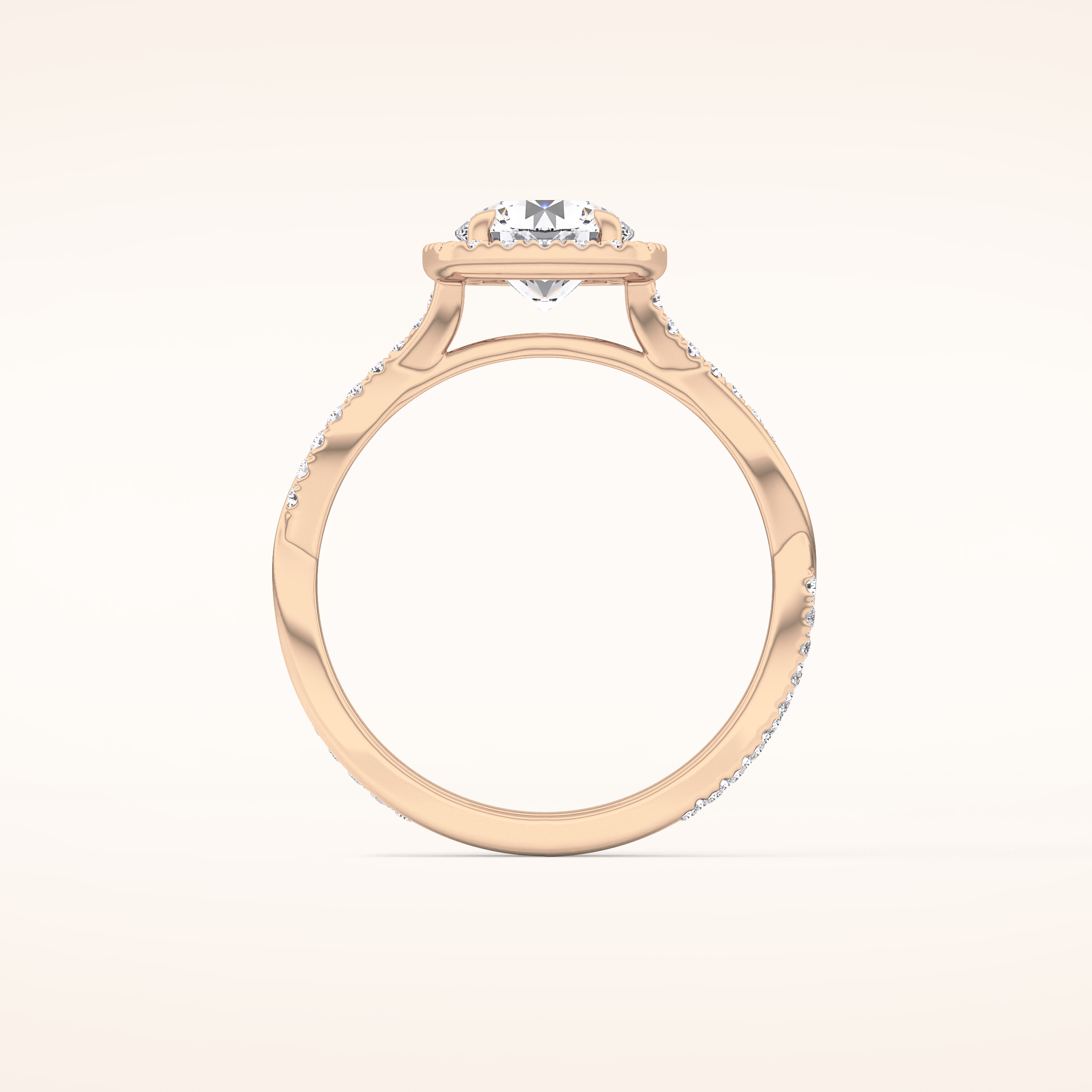 1.03 CT Round Shaped Halo & Pave Twisted Shank Moissanite Engagement Ring