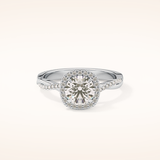 1.03 CT Round Shaped Halo & Pave Twisted Shank Moissanite Engagement Ring
