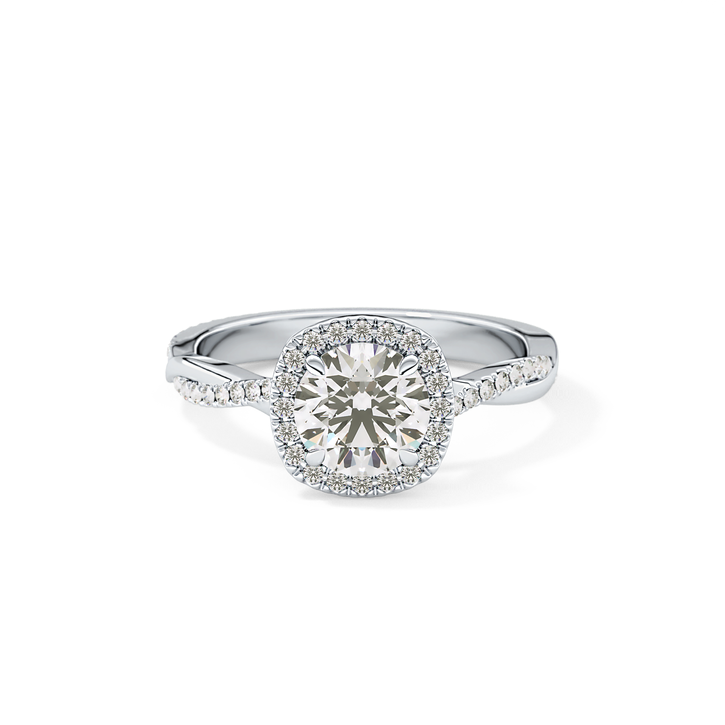 Round Halo & Pave Lab Grown Diamond Engagement Ring