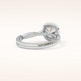 1.03 CT Round Shaped Halo & Pave Twisted Shank Moissanite Engagement Ring