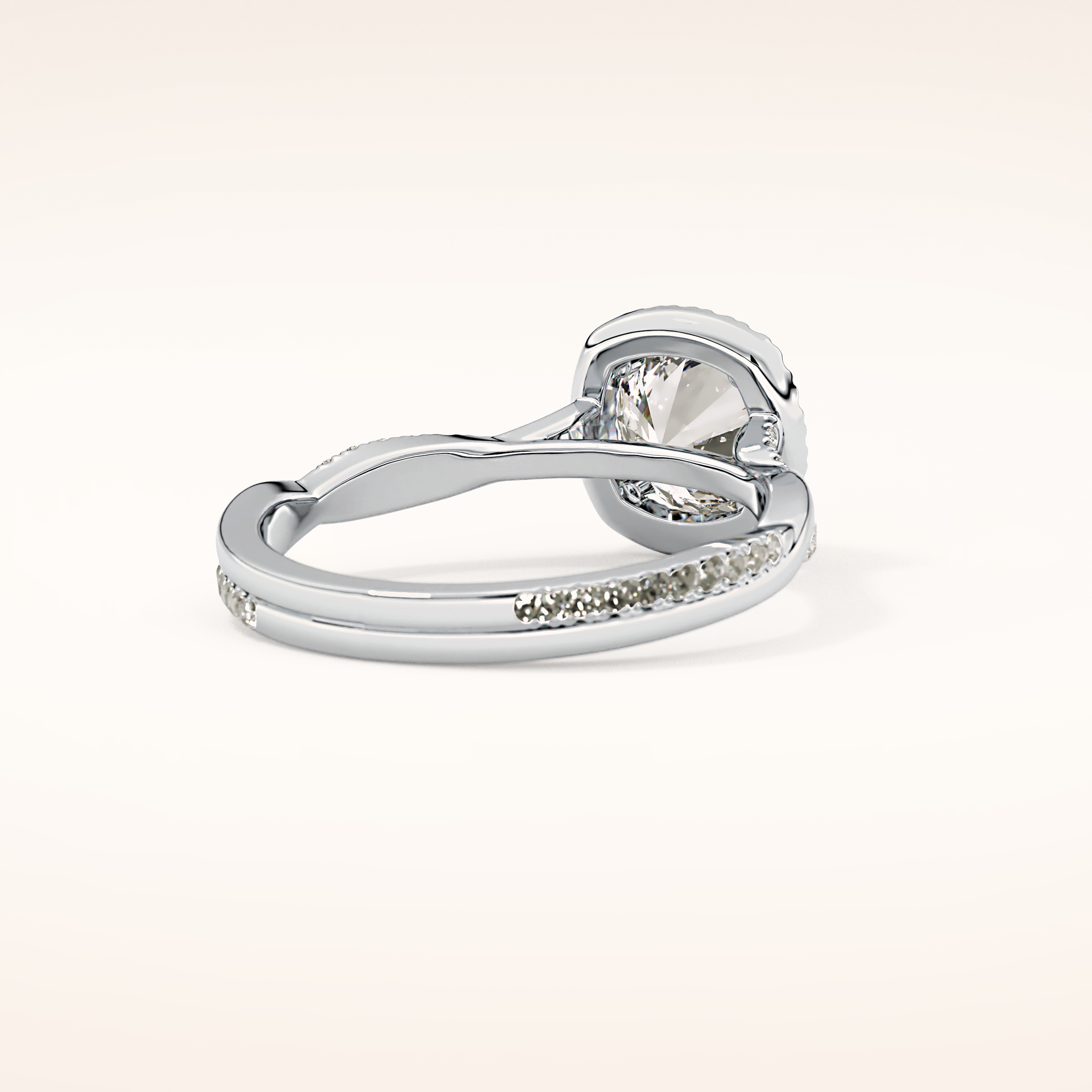 1.03 CT Round Shaped Halo & Pave Twisted Shank Moissanite Engagement Ring
