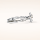 1.03 CT Round Shaped Halo & Pave Twisted Shank Moissanite Engagement Ring