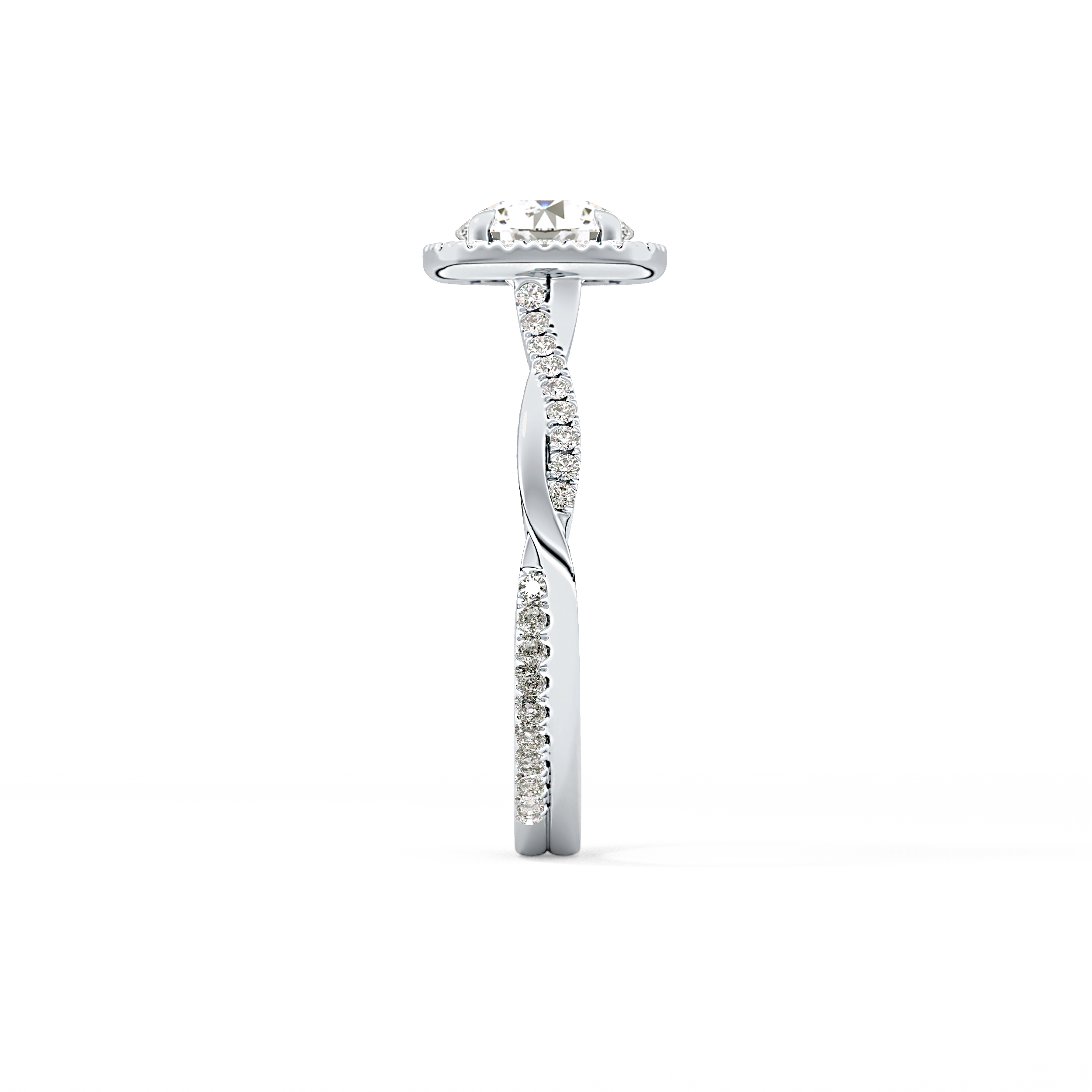 Round Halo & Pave Lab Grown Diamond Engagement Ring