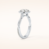 1.03 CT Round Shaped Halo & Pave Twisted Shank Moissanite Engagement Ring
