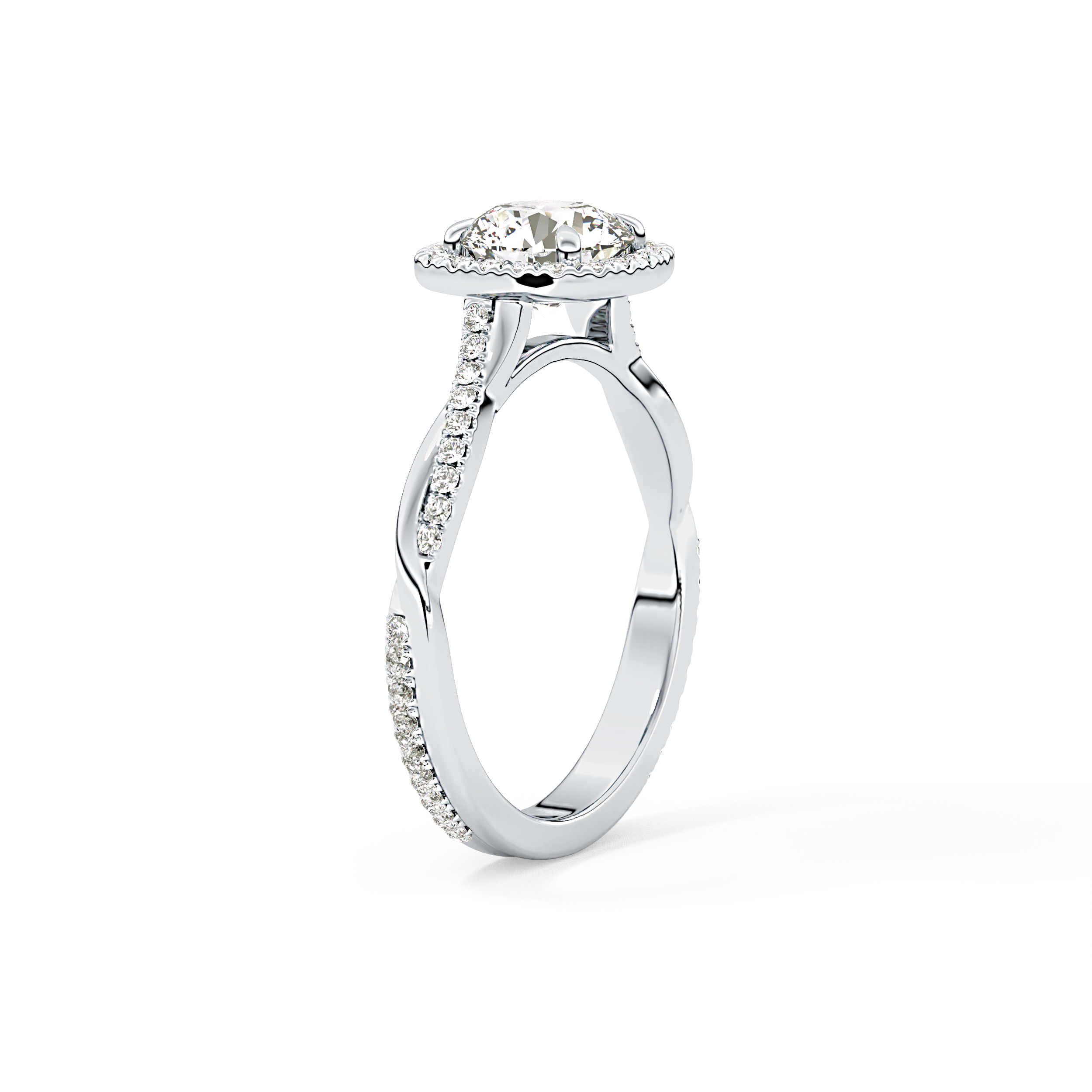 Round Halo & Pave Lab Grown Diamond Engagement Ring