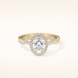 0.83 CT Oval Shaped Halo & Pave Twisted Shank Moissanite Engagement Ring