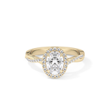 Oval Twisted Shank, Halo and Pave Lab Grown Diamond Engagement Ring