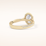 0.83 CT Oval Shaped Halo & Pave Twisted Shank Moissanite Engagement Ring