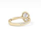Oval Twisted Shank, Halo and Pave Lab Grown Diamond Engagement Ring