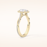 0.83 CT Oval Shaped Halo & Pave Twisted Shank Moissanite Engagement Ring