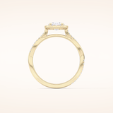 0.83 CT Oval Shaped Halo & Pave Twisted Shank Moissanite Engagement Ring