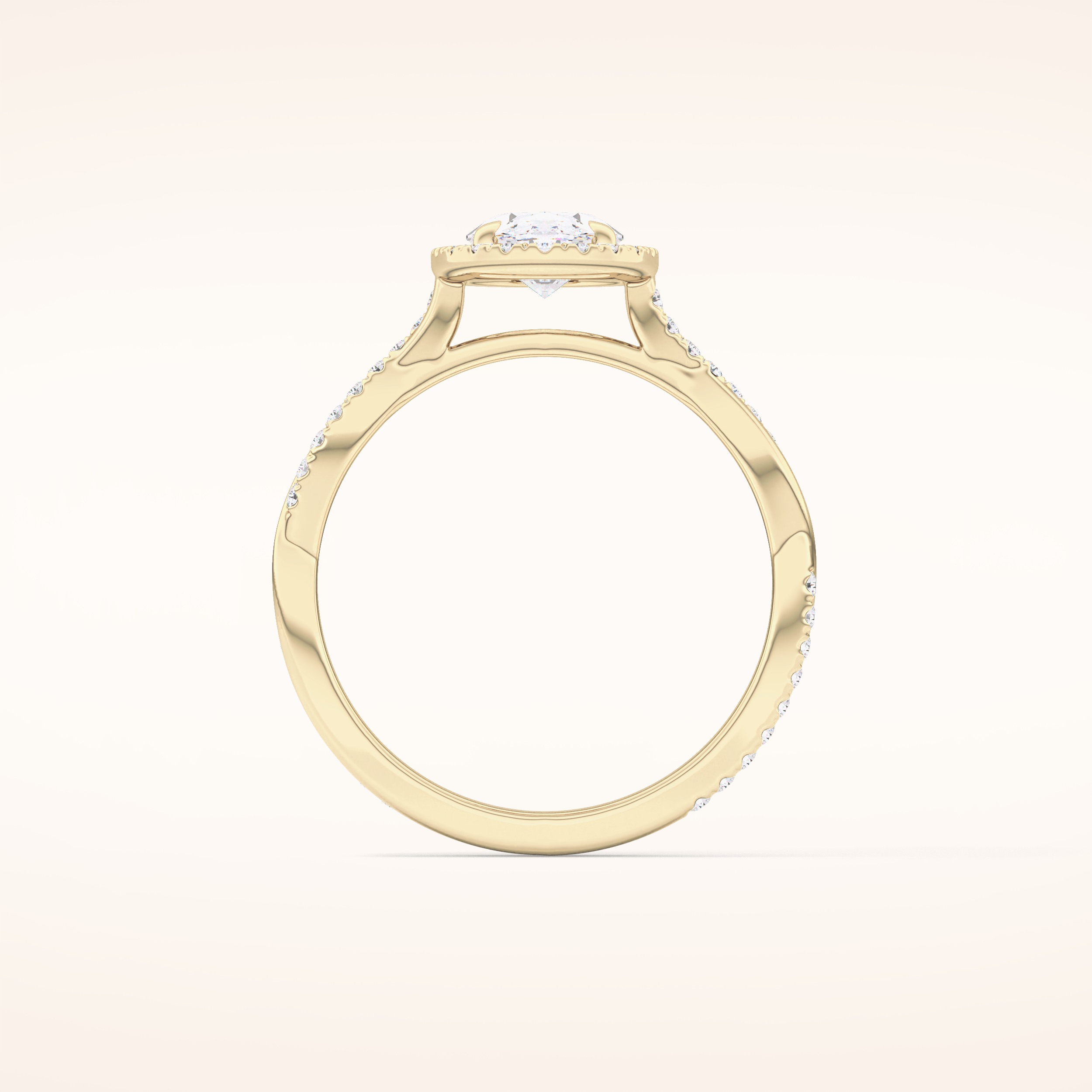 0.83 CT Oval Shaped Halo & Pave Twisted Shank Moissanite Engagement Ring