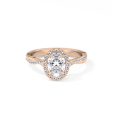 Oval Twisted Shank, Halo and Pave Lab Grown Diamond Engagement Ring