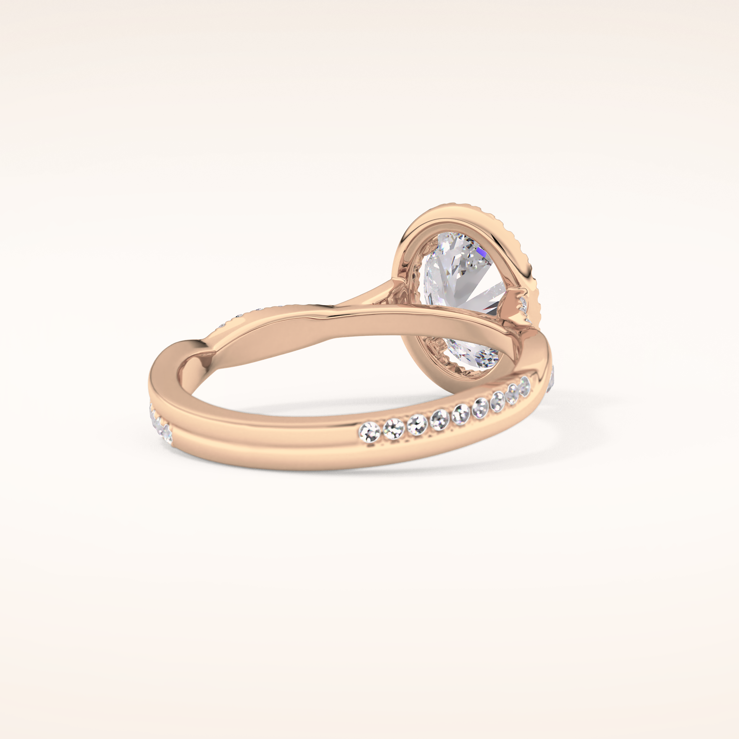 0.83 CT Oval Shaped Halo & Pave Twisted Shank Moissanite Engagement Ring