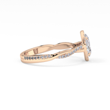 Oval Twisted Shank, Halo and Pave Lab Grown Diamond Engagement Ring