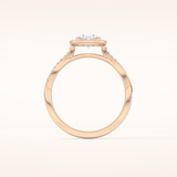 0.83 CT Oval Shaped Halo & Pave Twisted Shank Moissanite Engagement Ring