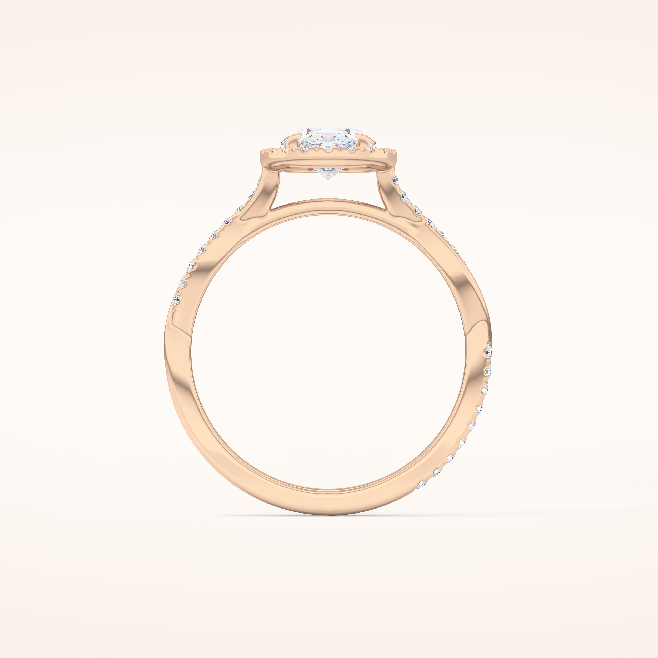 0.83 CT Oval Shaped Halo & Pave Twisted Shank Moissanite Engagement Ring
