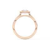 Oval Twisted Shank, Halo and Pave Lab Grown Diamond Engagement Ring