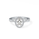 Oval Twisted Shank, Halo and Pave Lab Grown Diamond Engagement Ring
