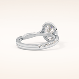 0.83 CT Oval Shaped Halo & Pave Twisted Shank Moissanite Engagement Ring