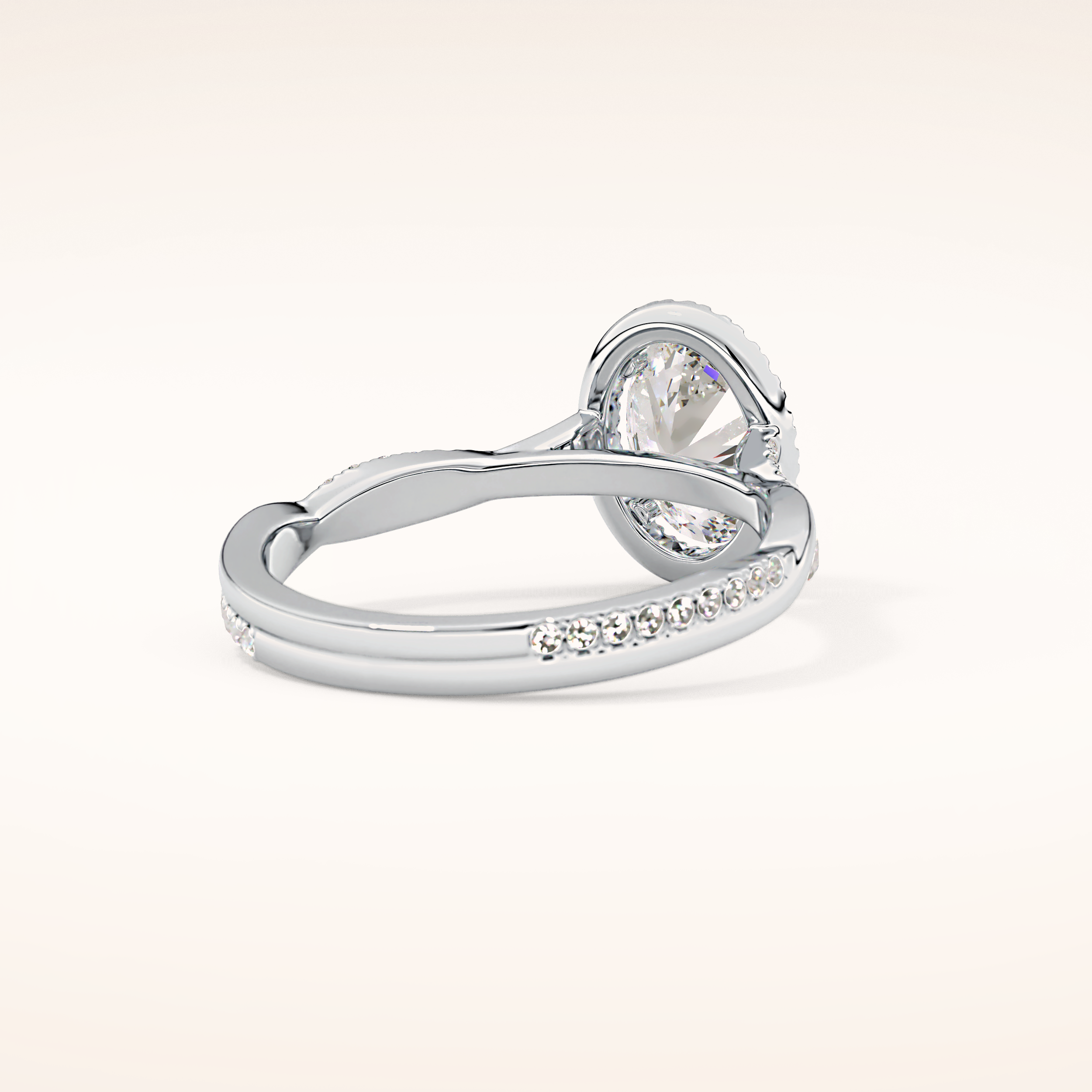 0.83 CT Oval Shaped Halo & Pave Twisted Shank Moissanite Engagement Ring